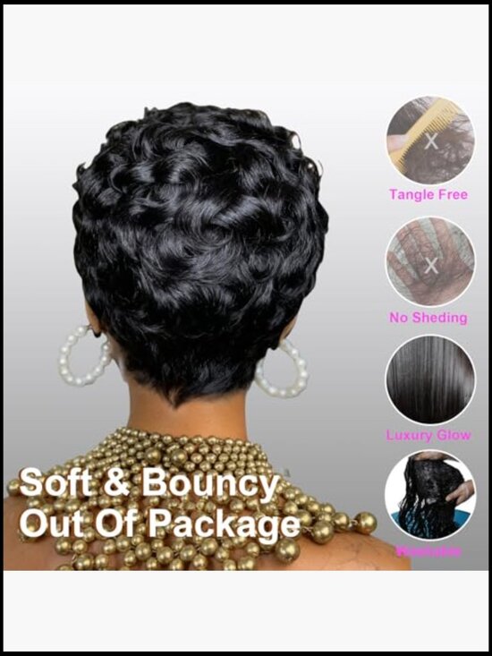 Short Pixie Cut Wig 100% Human Hair Layered Glueless Lightweight Chic
